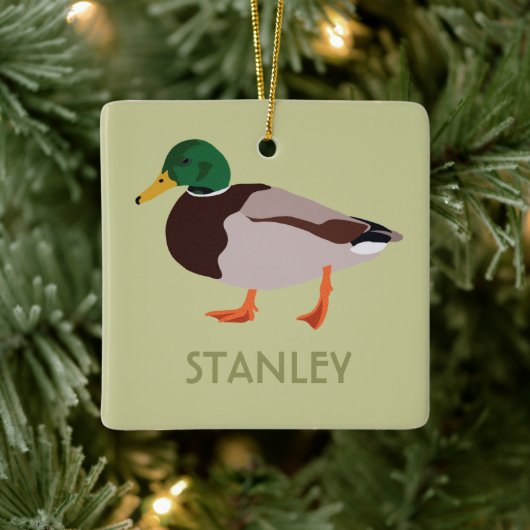 Mallard Duck Realistic Illustralized Personalized Keramisch Ornament (Boom)