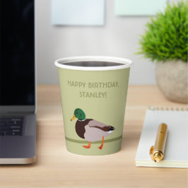 Mallard Duck Realistic Illustralized Personalized Papieren Bekers