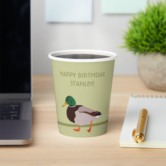 Mallard Duck Realistic Illustralized Personalized Papieren Bekers (Insitu)