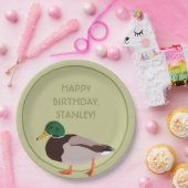 Mallard Duck Realistic Illustralized Personalized Papieren Bordje (Feest)