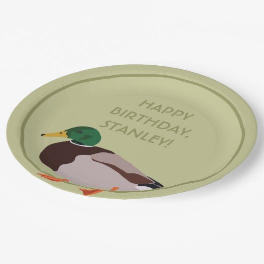 Mallard Duck Realistic Illustralized Personalized Papieren Bordje (Gekanteld)