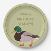 Mallard Duck Realistic Illustralized Personalized Papieren Bordje (Voorkant)