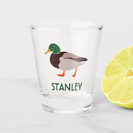 Mallard Duck Realistic Illustralized Personalized Shot Glas (Voorkant)
