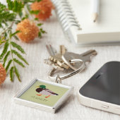 Mallard Duck Realistic Illustralized Personalized Sleutelhanger (Zijkant)