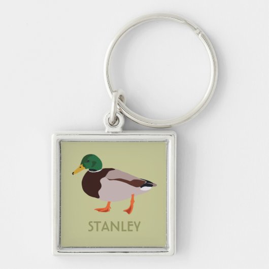 Mallard Duck Realistic Illustralized Personalized Sleutelhanger (Voorkant)