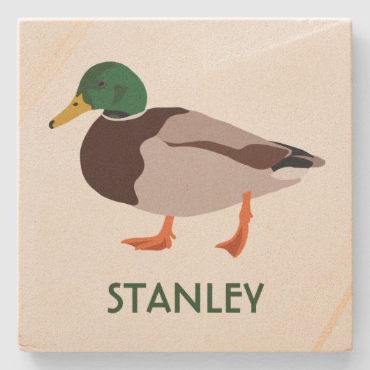 Mallard Duck Realistic Illustralized Personalized Stenen Onderzetter (Voorkant)