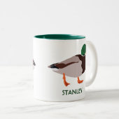 Mallard Duck Realistic Illustralized Personalized Tweekleurige Koffiemok (Voorkant rechts)