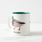 Mallard Duck Realistic Illustralized Personalized Tweekleurige Koffiemok (Voorkant links)