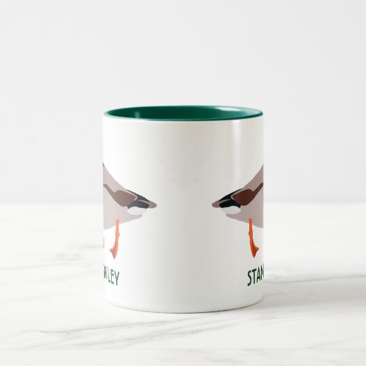 Mallard Duck Realistic Illustralized Personalized Tweekleurige Koffiemok (Center)