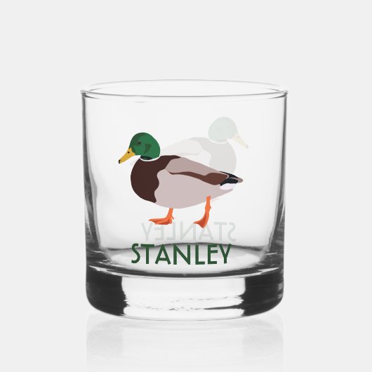 Mallard Duck Realistic Illustralized Personalized Whisky Glas (Voorkant)