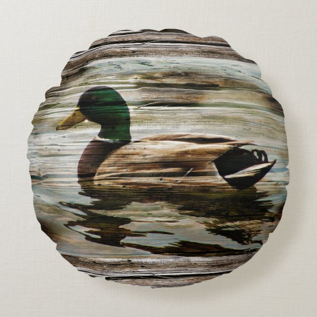Mallard Duck Rond Kussen (Voorkant)