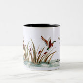 Mallard Duck Scene Tweekleurige Koffiemok (Center)