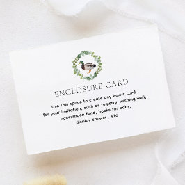 Mallard Duck Theme Baby shower Aangepast Informatiekaartje