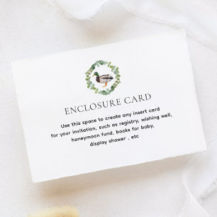 Mallard Duck Theme Baby shower Aangepast Informatiekaartje