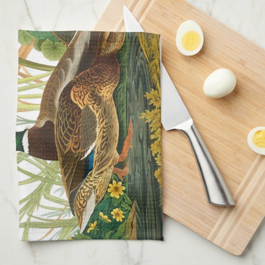 Mallard Duck van John James Audubon Theedoek (Quarter Fold)