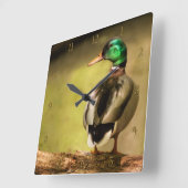Mallard Duck Vierkante Klok (Hoek)