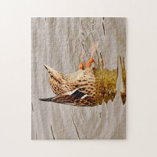 Mallard Duck voedt onderwater Legpuzzel (Verticaal)