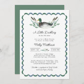 Mallard Duck Waterverf Baby shower Invitation Kaart (Voorkant / Achterkant)