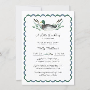 Mallard Duck Waterverf Baby shower Invitation Kaart