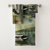 Mallard Duck Weathered Briefkaart Bad Handdoek (Insitu)