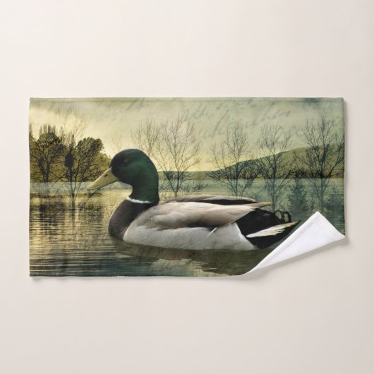  Mallard Duck Weathered Briefkaart Bad Handdoek (Handdoek)