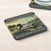  Mallard Duck Weathered Briefkaart Bier Onderzetter (Linkerzijde)