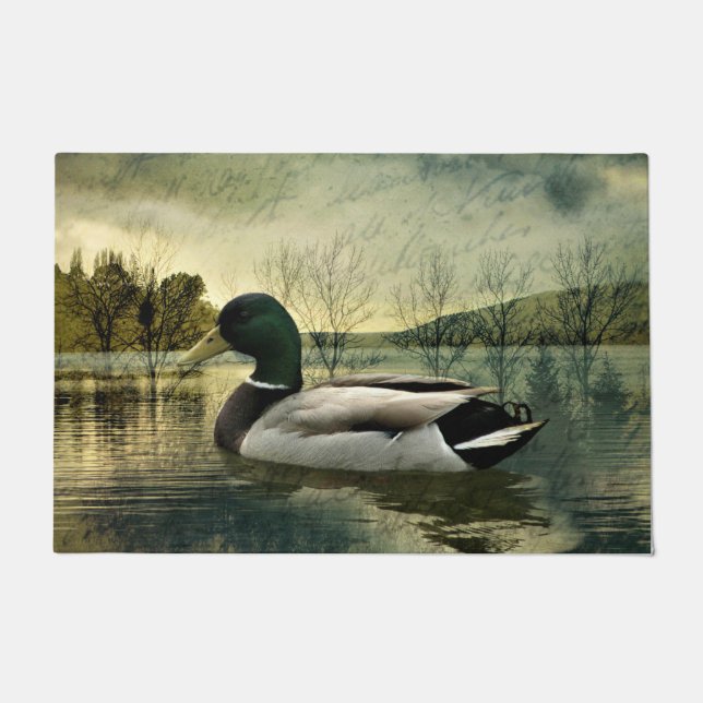 Mallard Duck Weathered Briefkaart Deurmat (Voorkant)