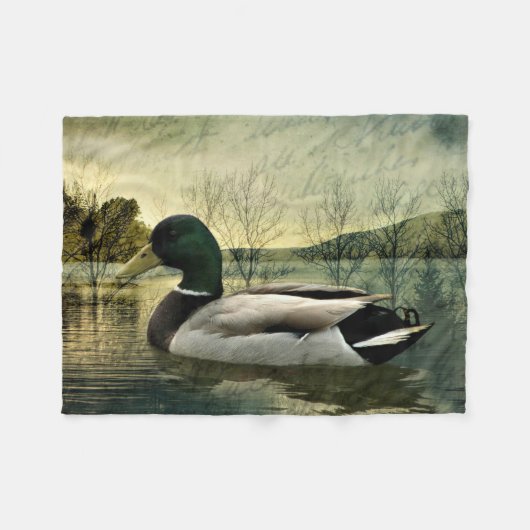 Mallard Duck Weathered Briefkaart Fleece Deken (Voorkant (Horizontaal))