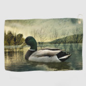  Mallard Duck Weathered Briefkaart Golfhanddoek (Horizontaal)