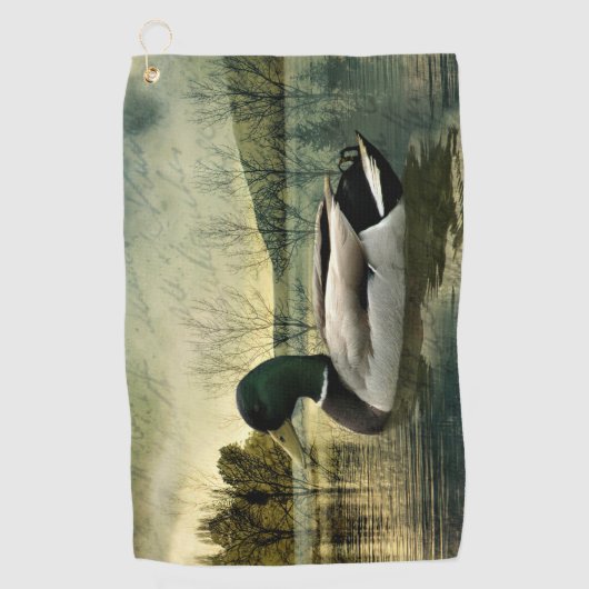  Mallard Duck Weathered Briefkaart Golfhanddoek (Voorkant)