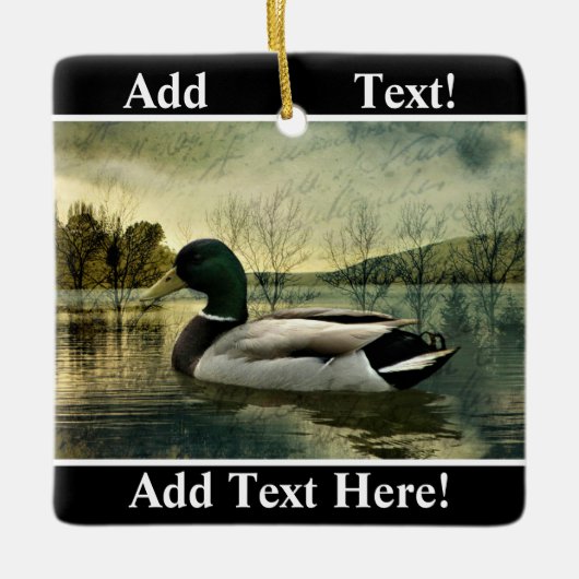 Mallard Duck Weathered Briefkaart Keramisch Ornament (Voorkant)