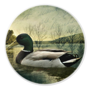 Mallard Duck Weathered Briefkaart Keramische Knop