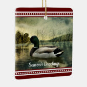 Mallard Duck Weathered Briefkaart Kerstmis Keramisch Ornament (Rechts)