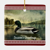Mallard Duck Weathered Briefkaart Kerstmis Keramisch Ornament (Achterkant)