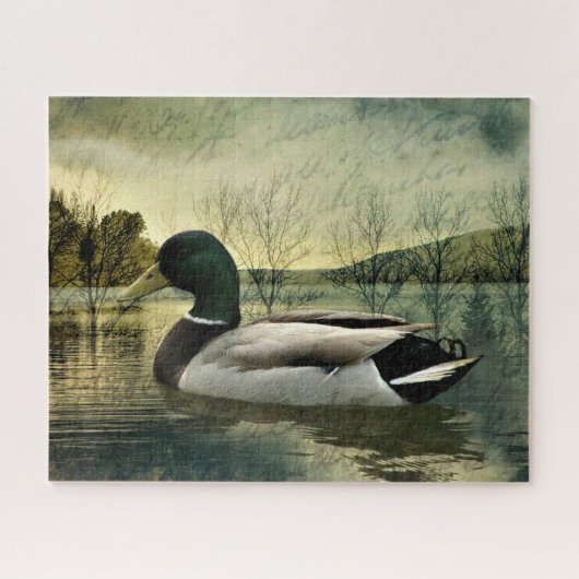  Mallard Duck Weathered Briefkaart Legpuzzel (Horizontaal)