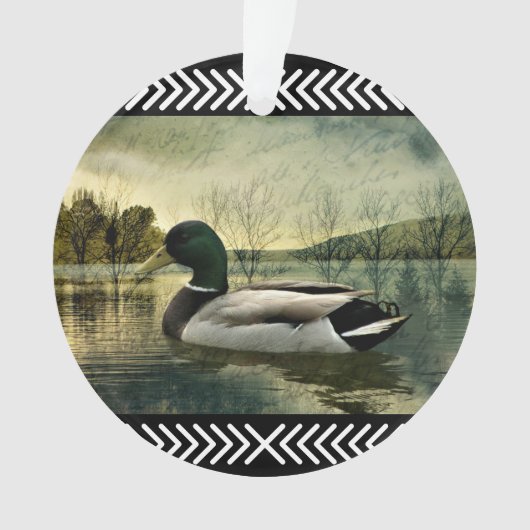  Mallard Duck Weathered Briefkaart Ornament (voorkant)