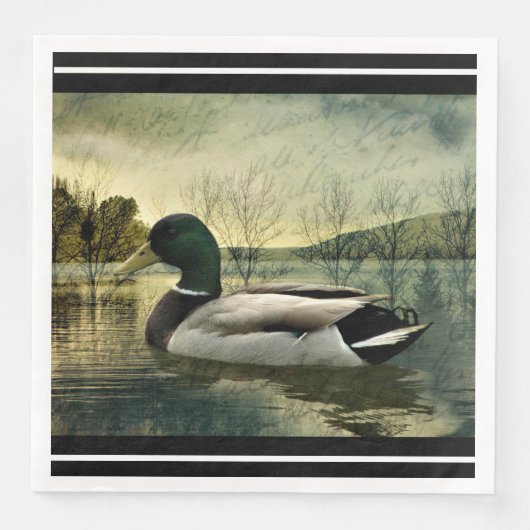 Mallard Duck Weathered Briefkaart Paper Dinn Servet (Voorkant)