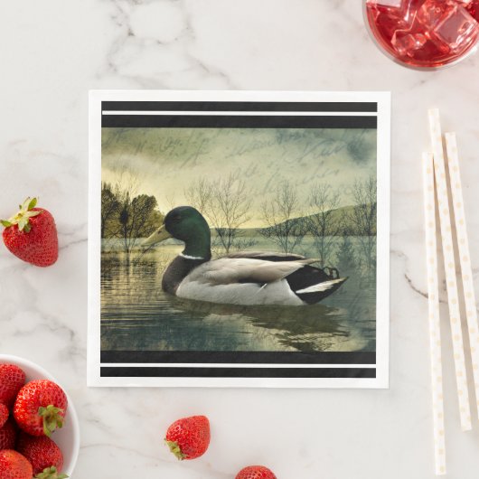Mallard Duck Weathered Briefkaart Paper Dinn Servet (Insitu)