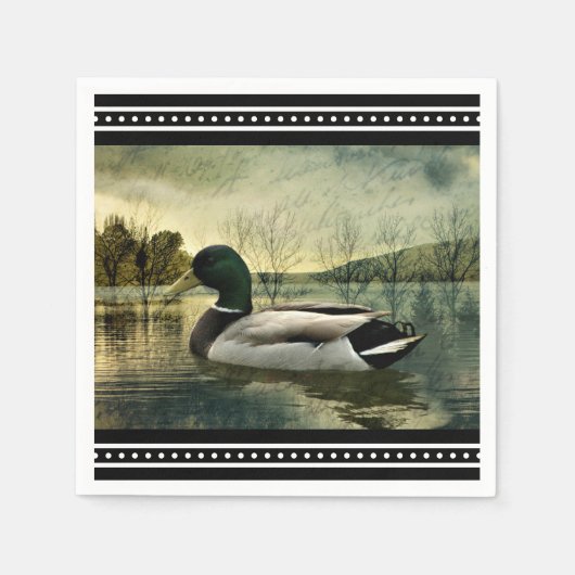  Mallard Duck Weathered Briefkaart Servet (Voorkant)