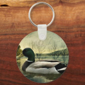  Mallard Duck Weathered Briefkaart Sleutelhanger (Voorkant)