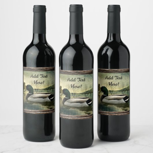 Mallard Duck Weathered Briefkaart Wine Label Wijn Etiket (Flessen)
