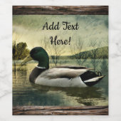 Mallard Duck Weathered Briefkaart Wine Label Wijn Etiket (Enkel label)