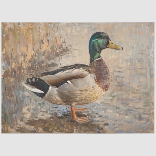 Mallard Duck Wildlife Schilderij Decoupage Tissuepapier (Voorkant)