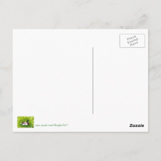 Mallard Duck zit in het gras Briefkaart (Achterkant)