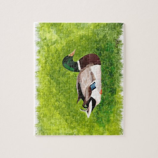 Mallard Duck zit in het gras schilderen, Puzzle Legpuzzel (Verticaal)