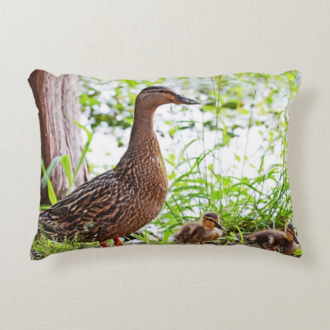 Mallard & Ducklings by Shirley Taylor Accent Kussen (Voorkant)