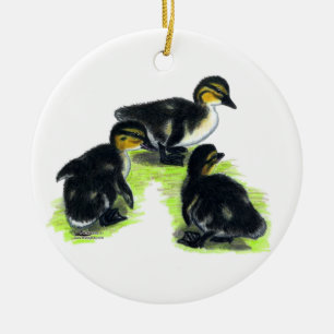 Mallard Ducklings Keramisch Ornament