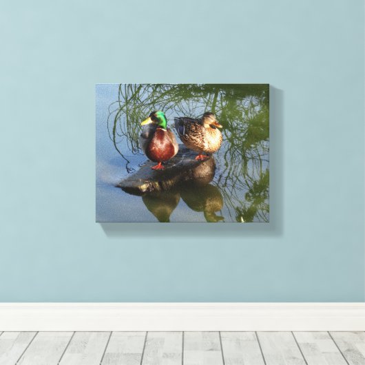 Mallard Ducks #2 Canvas (Insitu (Houten vloer))
