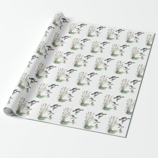 Mallard Ducks and Cattails Cadeaupapier (Uitgerold)