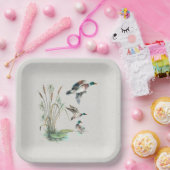 Mallard Ducks and Cattails Papieren Bordje (Feest)